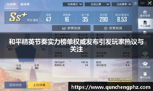 和平精英节奏实力榜单权威发布引发玩家热议与关注